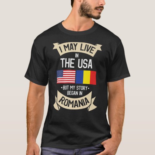 American Flag Romania Romanian Roots T_Shirt