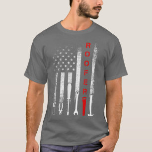 American Flag Roofer Shirt Men USA Roofing 