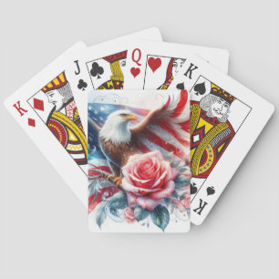 American Flag, Rose and Bald Eagle Poker Cards