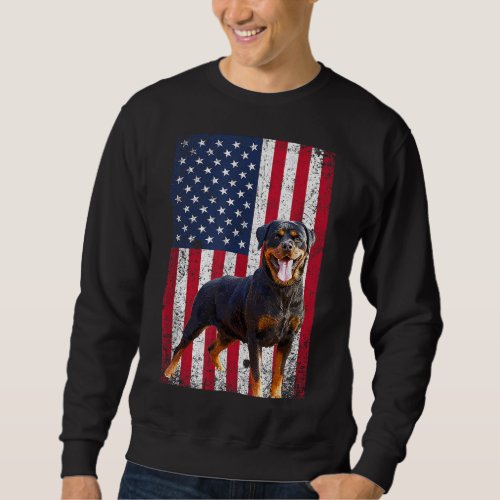 American Flag Rottweiler Dog Lover Funny 4th of Ju Sweatshirt