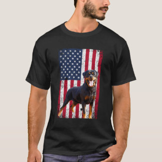 American Flag Rottweiler Dog Lover Funny 4Th Of Ju T-Shirt