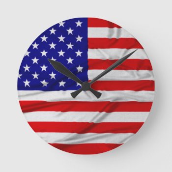 American Flag Round Clock by packratgraphics at Zazzle