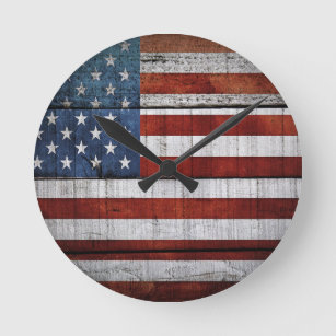 American flag round clock