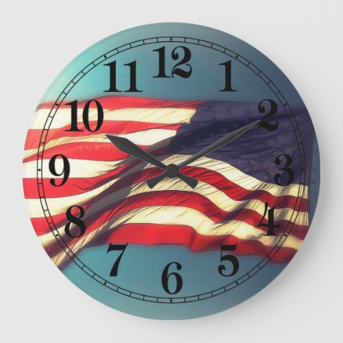 American Flag Round Clock