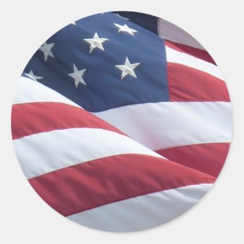 American Flag Round Stickers by decembermorning at Zazzle