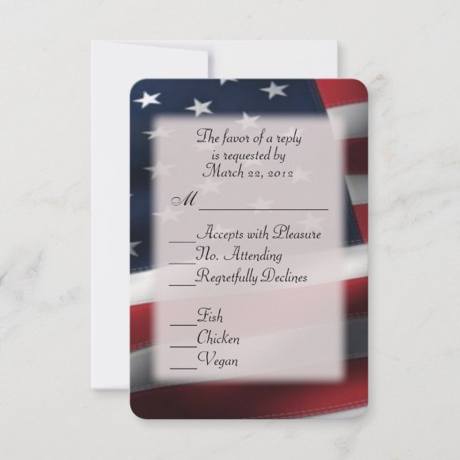 American Flag RSVP with Entree Choices Card (Front)