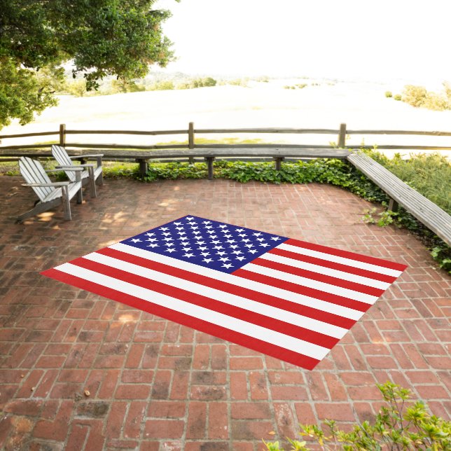 American Flag Rug - Americana Flag Area Rug Carpet (Insitu (Outdoor 3))