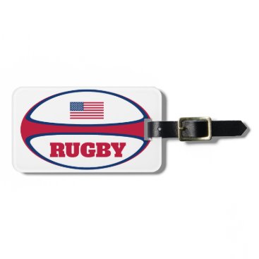 American Flag Rugby Ball Luggage Tag