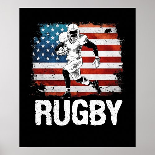 American Flag Rugby Poster