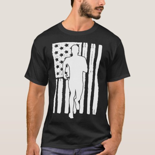 American Flag Running heme Graphic Design Runner T_Shirt