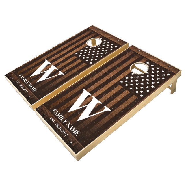 American Flag Rustic Cornhole Set (Angled)