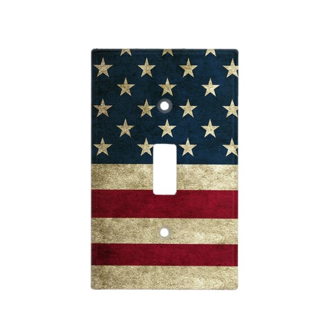 American Flag Rustic Light Switch Cover (Front)