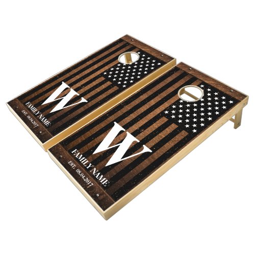 American Flag Rustic Retro Cornhole Set