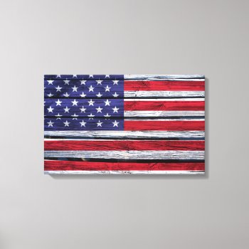 American Flag Rustic Wood Canvas Print by SnappyDressers at Zazzle