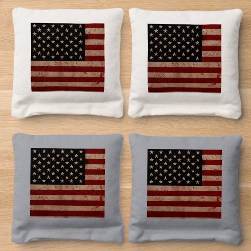 American Flag Rustic Wood Patriotic Distressed Cornhole Bags