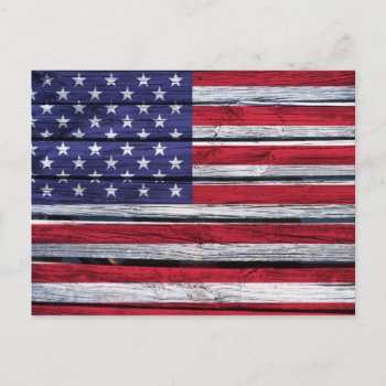 American Flag Rustic Wood Postcard by SnappyDressers at Zazzle