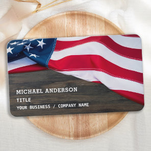 American Flag Rustic Wood Professional Patriotic Business Card