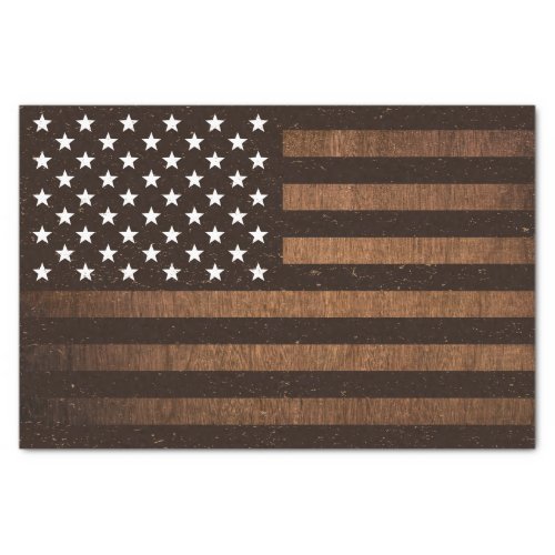 American Flag Rustic wood textured USA Patriotic Tissue Paper