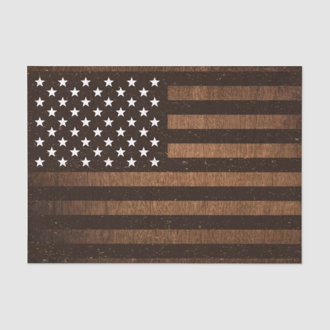 American Flag Rustic wood textured USA Patriotic Tissue Paper (Front)