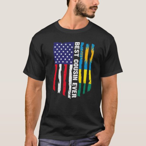 American Flag  Rwanda Flag Best Cousin Ever Patri T_Shirt