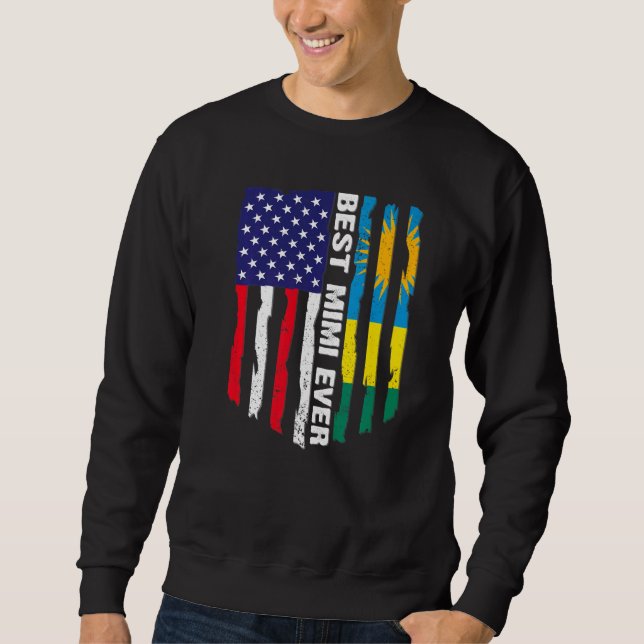 American Flag & Rwanda Flag Best Mimi Ever Patriot Sweatshirt (Front)