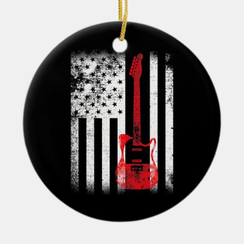 American flag s for men Electric Bass Guitar Ceramic Ornament