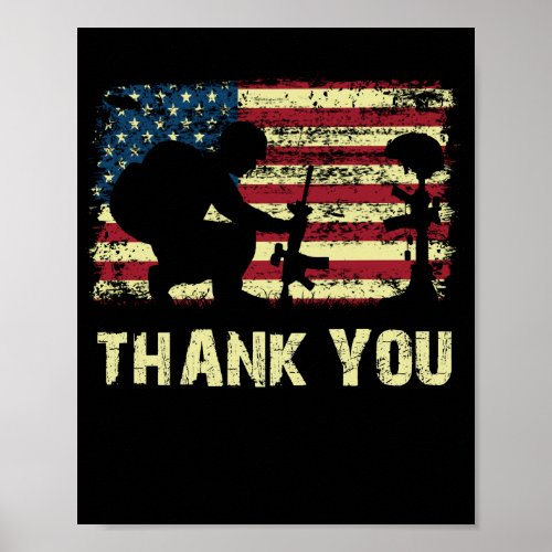 American Flag s Thank you Veterans Patriotic Poster