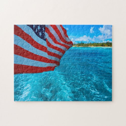 American Flag Saipan Mariana Islands Jigsaw Puzzle