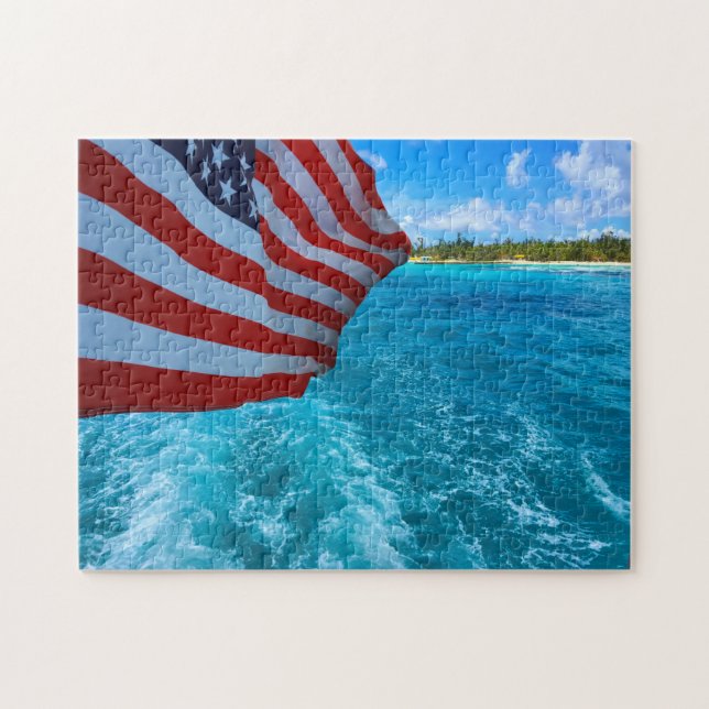 American Flag. Saipan Mariana Islands. Jigsaw Puzzle (Horizontal)