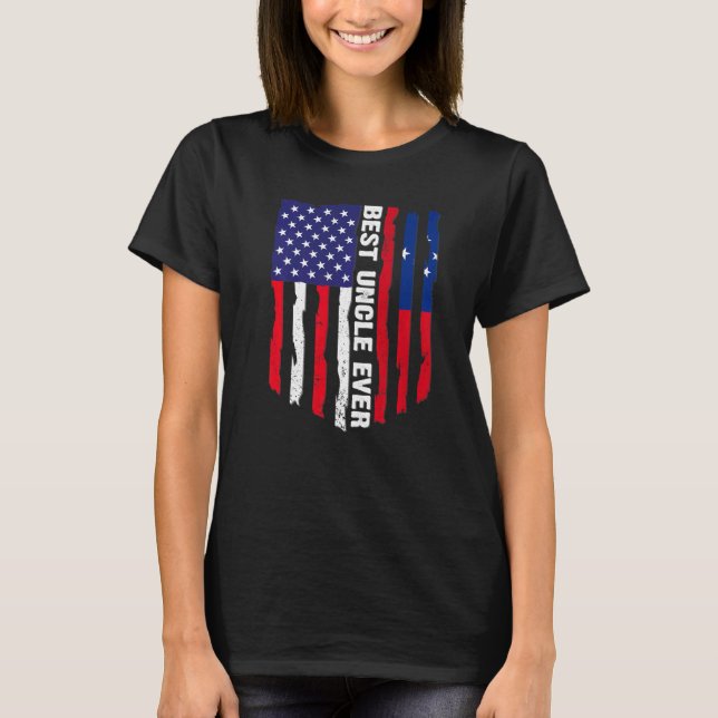 American Flag & Samoa Flag Best Uncle Ever Family T-Shirt (Front)