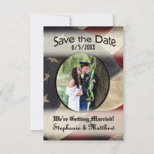 American Flag Save the Date with Photograph