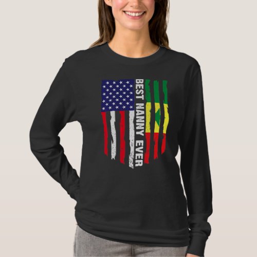 American Flag  Senegal Flag Best Nanny Ever Famil T_Shirt