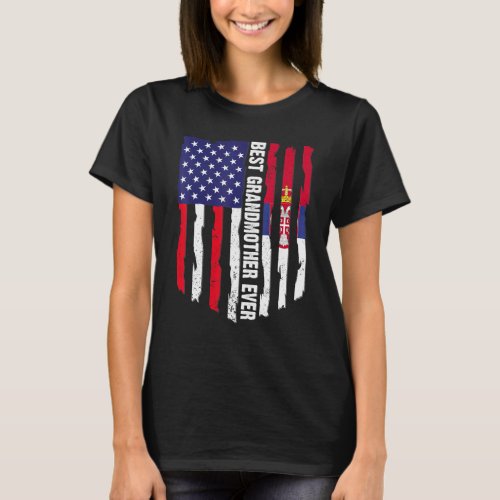 American Flag  Serbia Flag Best Grandmother Ever  T_Shirt