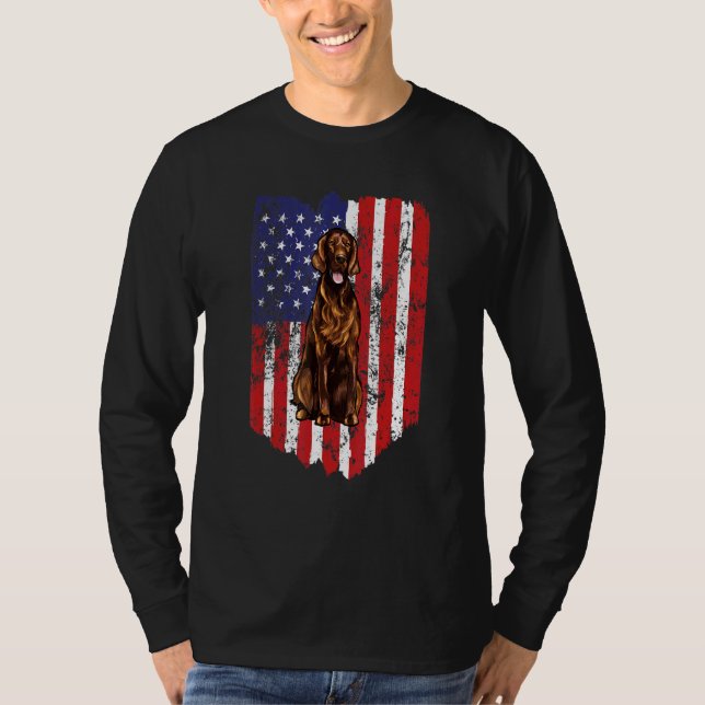 American Flag Setter Irish Usa T-Shirt (Front)