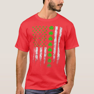 American Flag Shamrock Clover St Patricks Day Wome T-Shirt