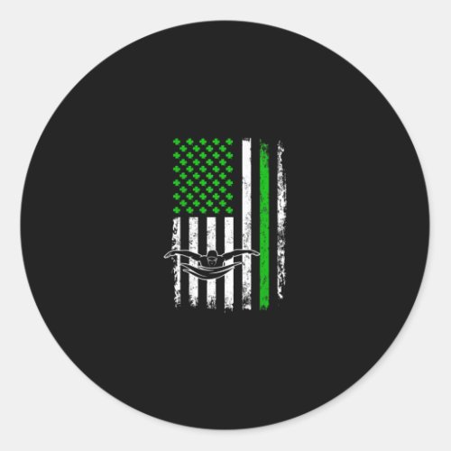 American Flag Shamrock Irish Swimming Classic Round Sticker
