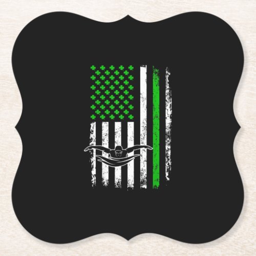 American Flag Shamrock Irish Swimming Paper Coaster