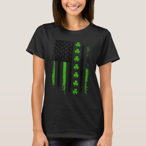 American Flag Shamrock Lucky C Irish St Patricks  T_Shirt