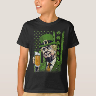American Flag Shamrocks Irish Trump St Patricks Da T-Shirt