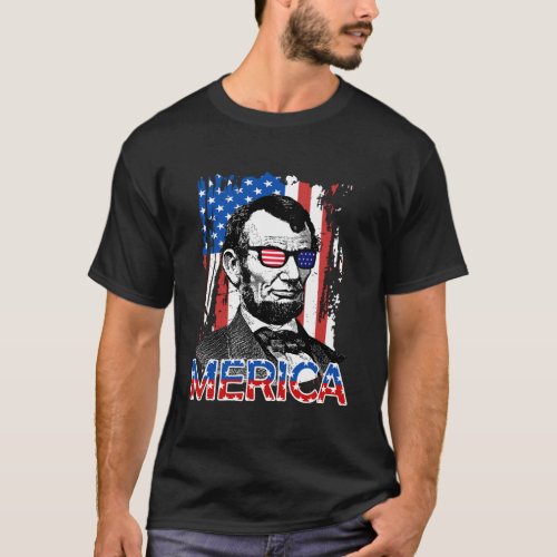 American Flag Shirt Merica Abe Lincoln 4Th Of July