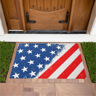 American Flag Shirt USA Patriotic Star Stripes Doormat