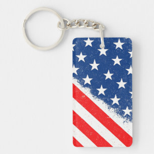 American Flag Shirt USA Patriotic Star Stripes Keychain