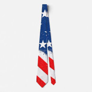 American Flag Shirt USA Patriotic Star Stripes Neck Tie
