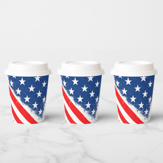 American Flag Shirt USA Patriotic Star Stripes Paper Cups (Multi)