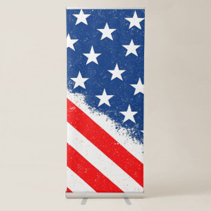 American Flag Shirt USA Patriotic Star Stripes Retractable Banner