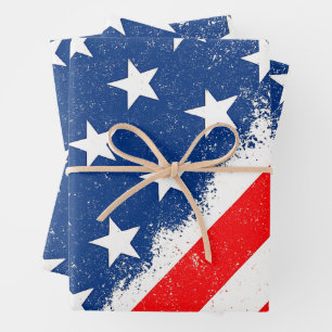 American Flag Shirt USA Patriotic Star Stripes Wrapping Paper Sheets