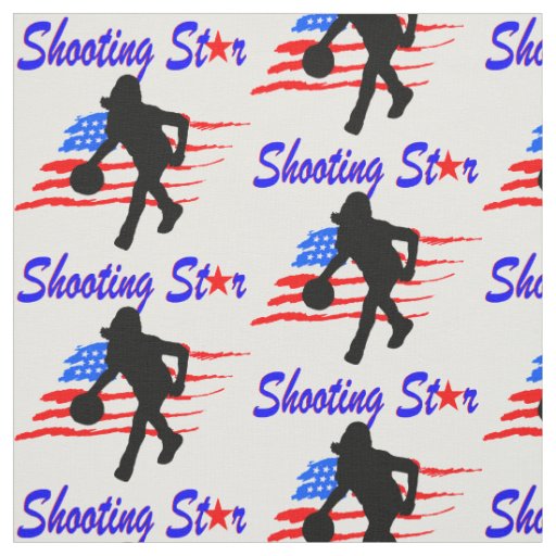 AMERICAN FLAG SHOOTING STAR BASKETBALL GIRL FABRIC