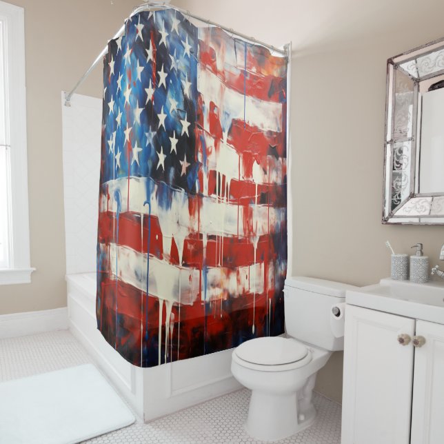 American Flag Shower Curtain (In Situ)