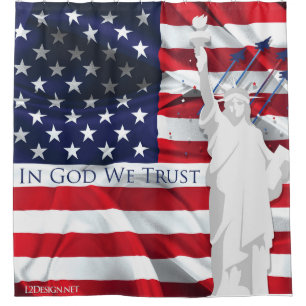 American flag shower curtain