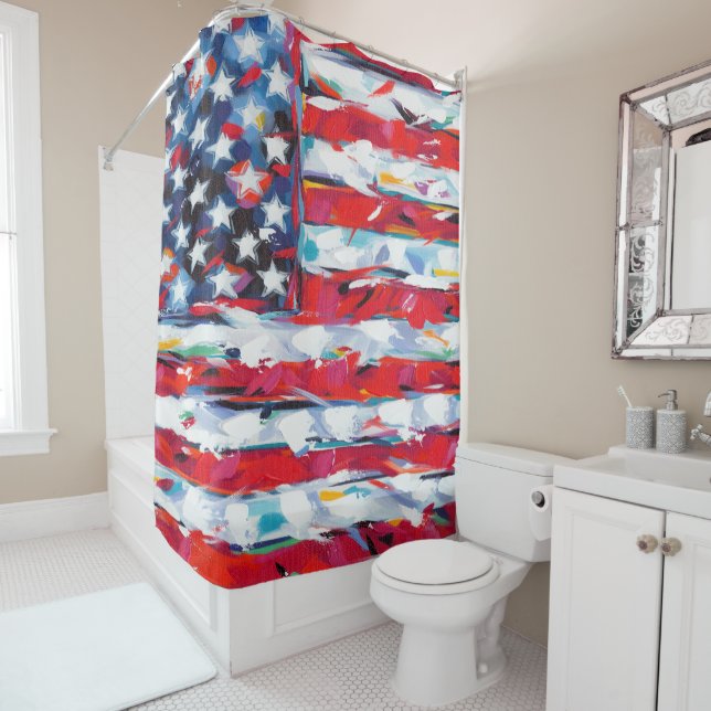 American Flag Shower Curtain (In Situ)